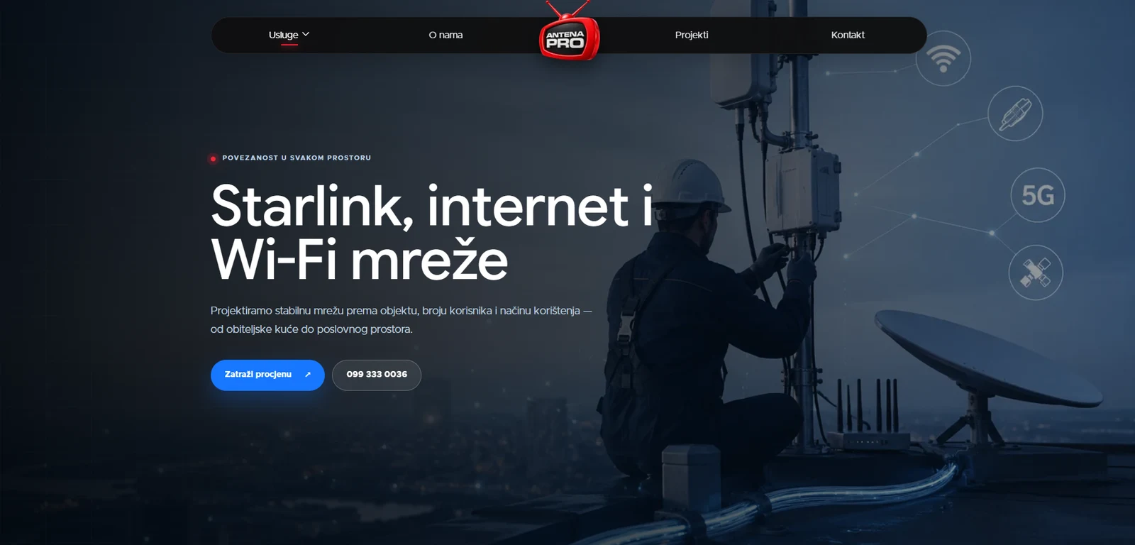 Antena Pro — stranica za Starlink, internet i Wi-Fi mreže